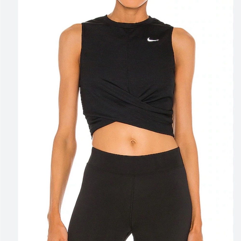 Nike Women's Black Sleeveless Twist-Front Muscle Tee
